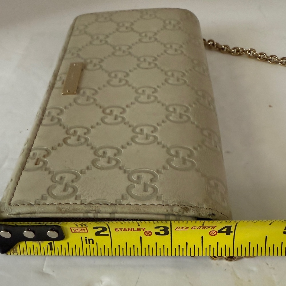 GUCCI Chain Long Wallet  Leather‎ Women Authentic Beige Monogram - Picture 11 of 16